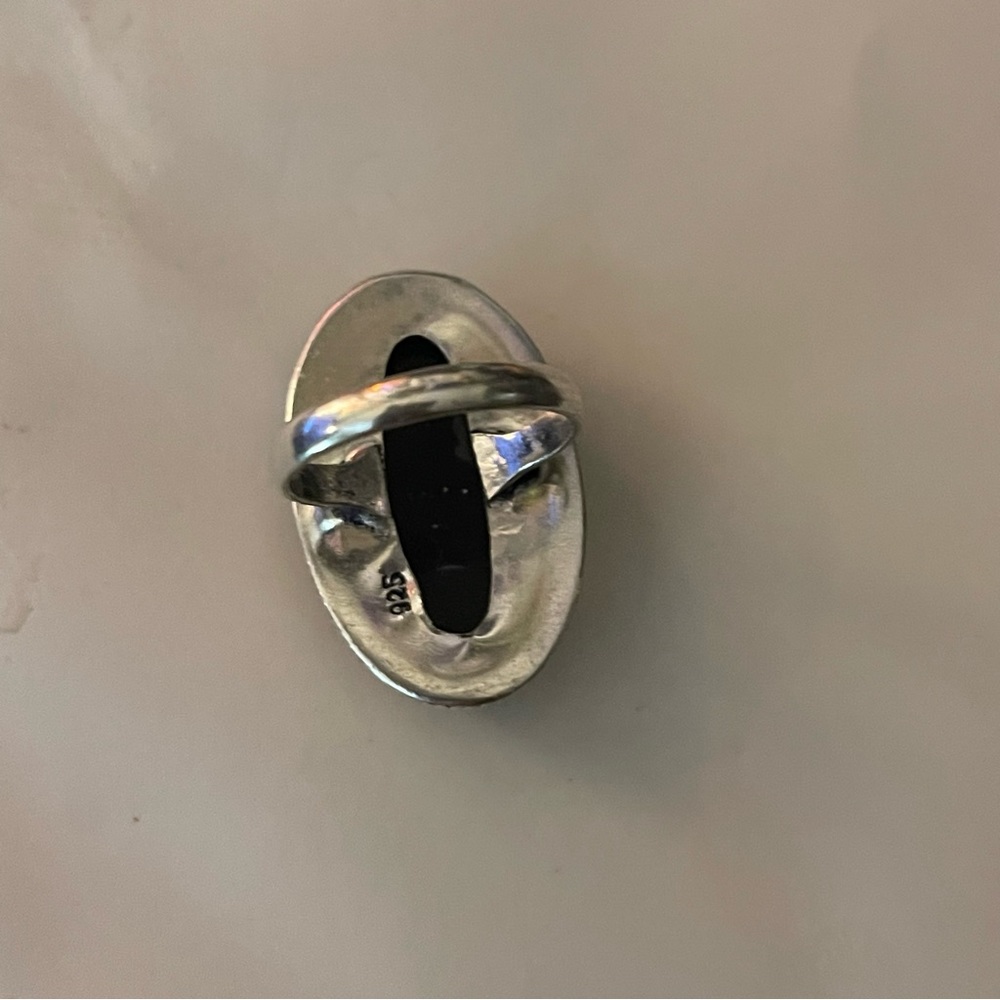 New Artisan Rare Natural Ammolite 925 Sterling Silver Oval Root Chakra Ring - Picture 11 of 14